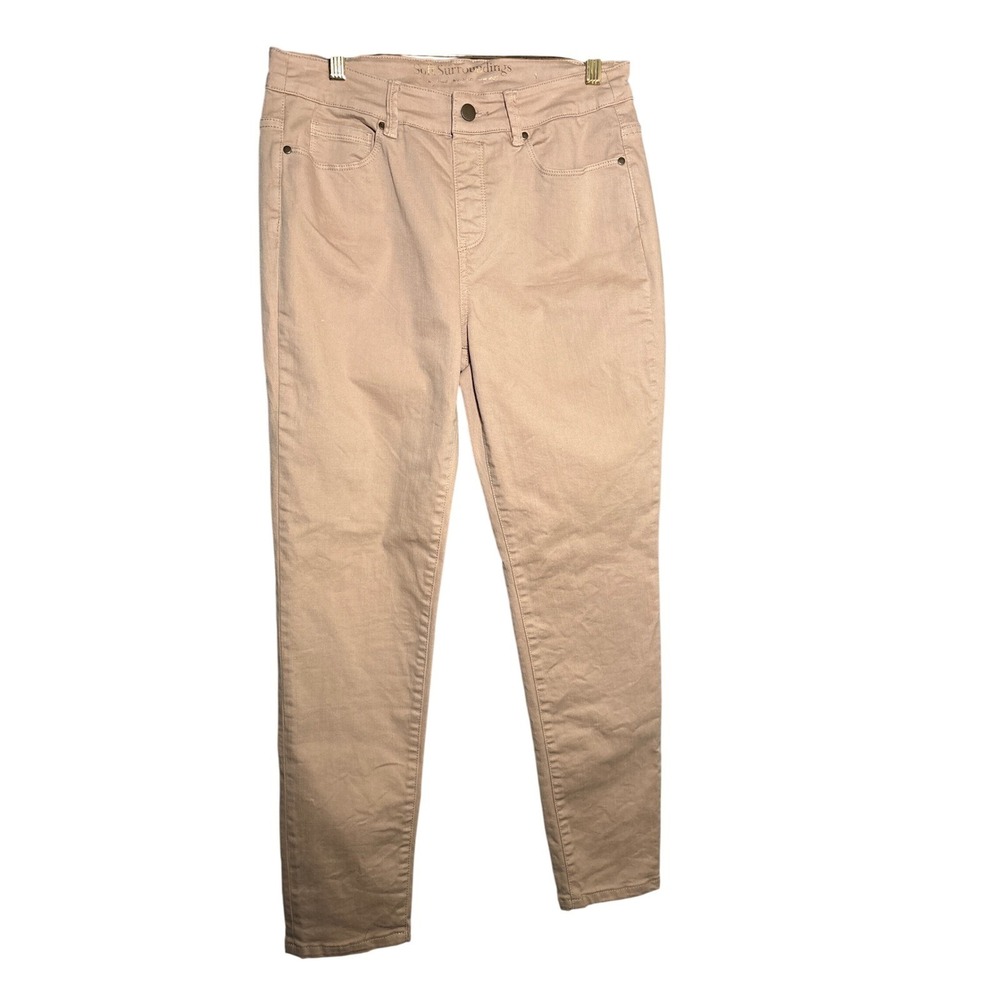 Soft Surroundings Metro Denim Leggings Tan Khaki Slim Leg Pants Womens Size S
